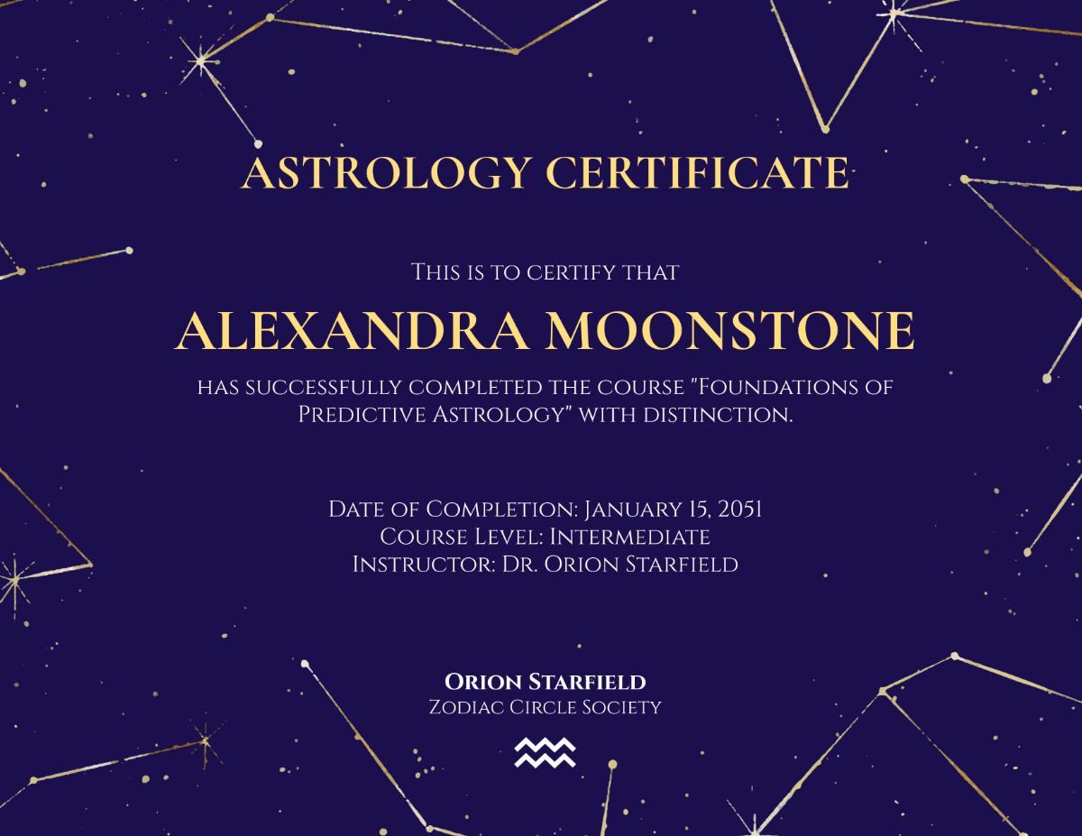 Astrology Certificate Template - Edit Online & Download