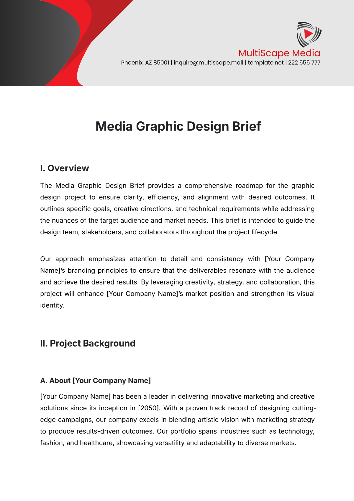 Media Graphic Design Brief Template - Edit Online & Download