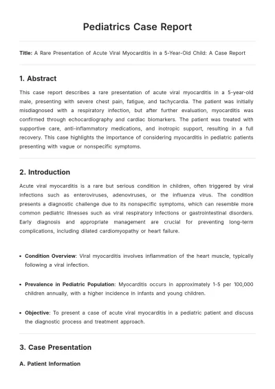 Free Pediatrics Case Report Template to Edit Online