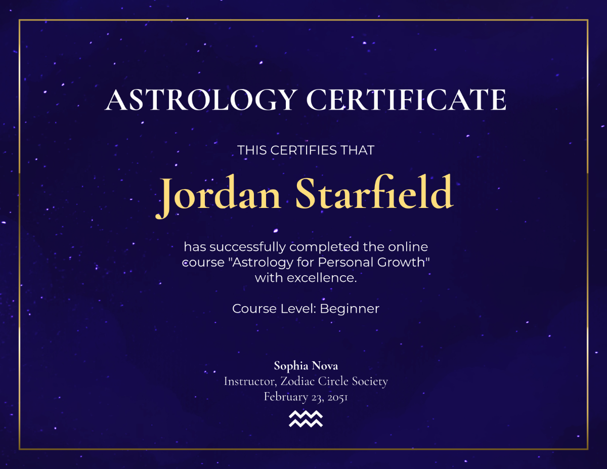 Astrology Certificate Online Template - Edit Online & Download