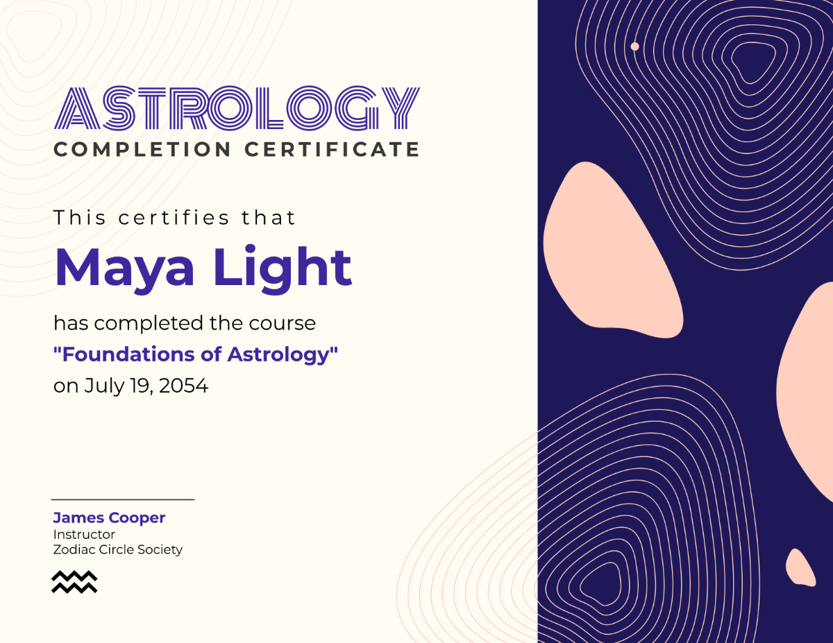 Astrology Completion Certificate Template - Edit Online & Download