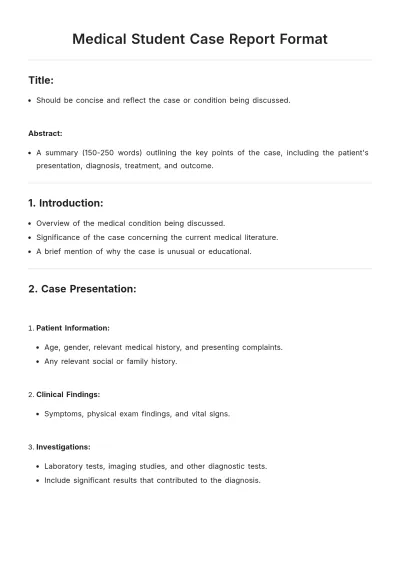 Free Medical Student Case Report Format Template to Edit Online