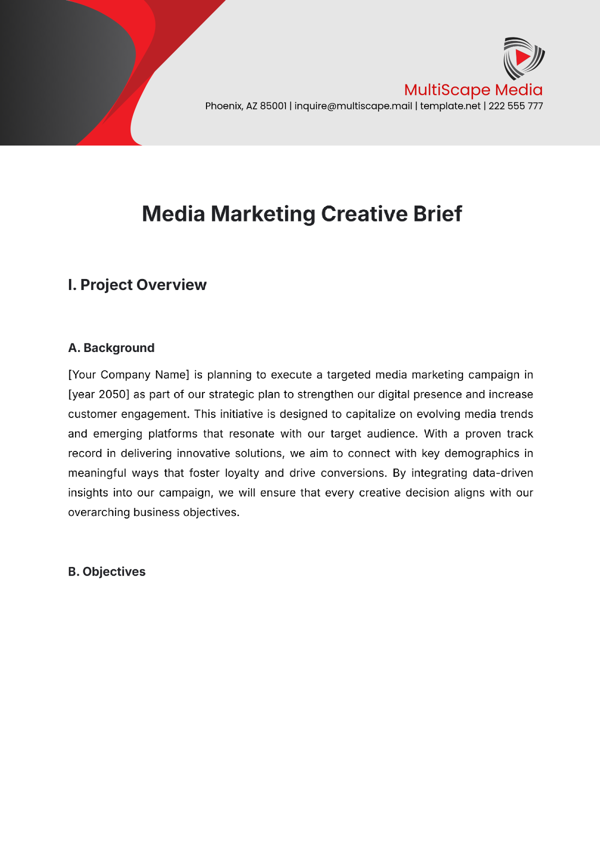 Media Marketing Creative Brief Template - Edit Online & Download