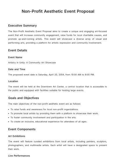 Free Non- Profit Aesthetic Event Proposal Template to Edit Online