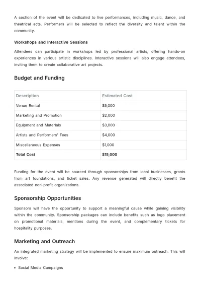 Free Non- Profit Aesthetic Event Proposal Template to Edit Online