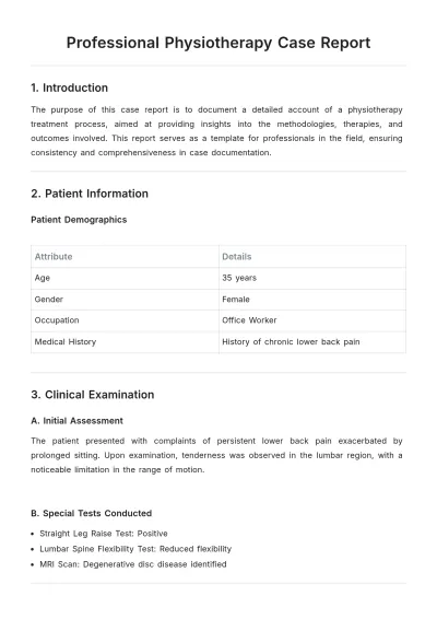 Free Professional Physiotherapy Case Report Template to Edit Online