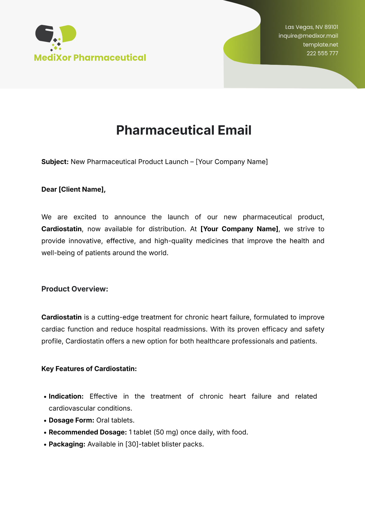 Pharmaceutical Email Template - Edit Online & Download