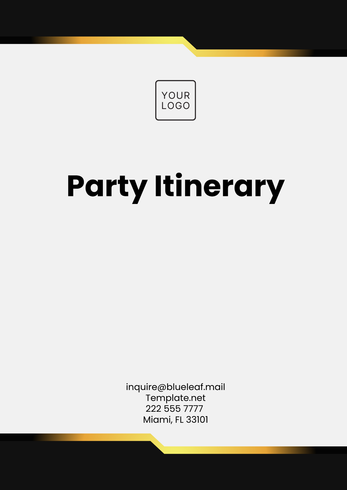 Party itinerary Template - Edit Online & Download