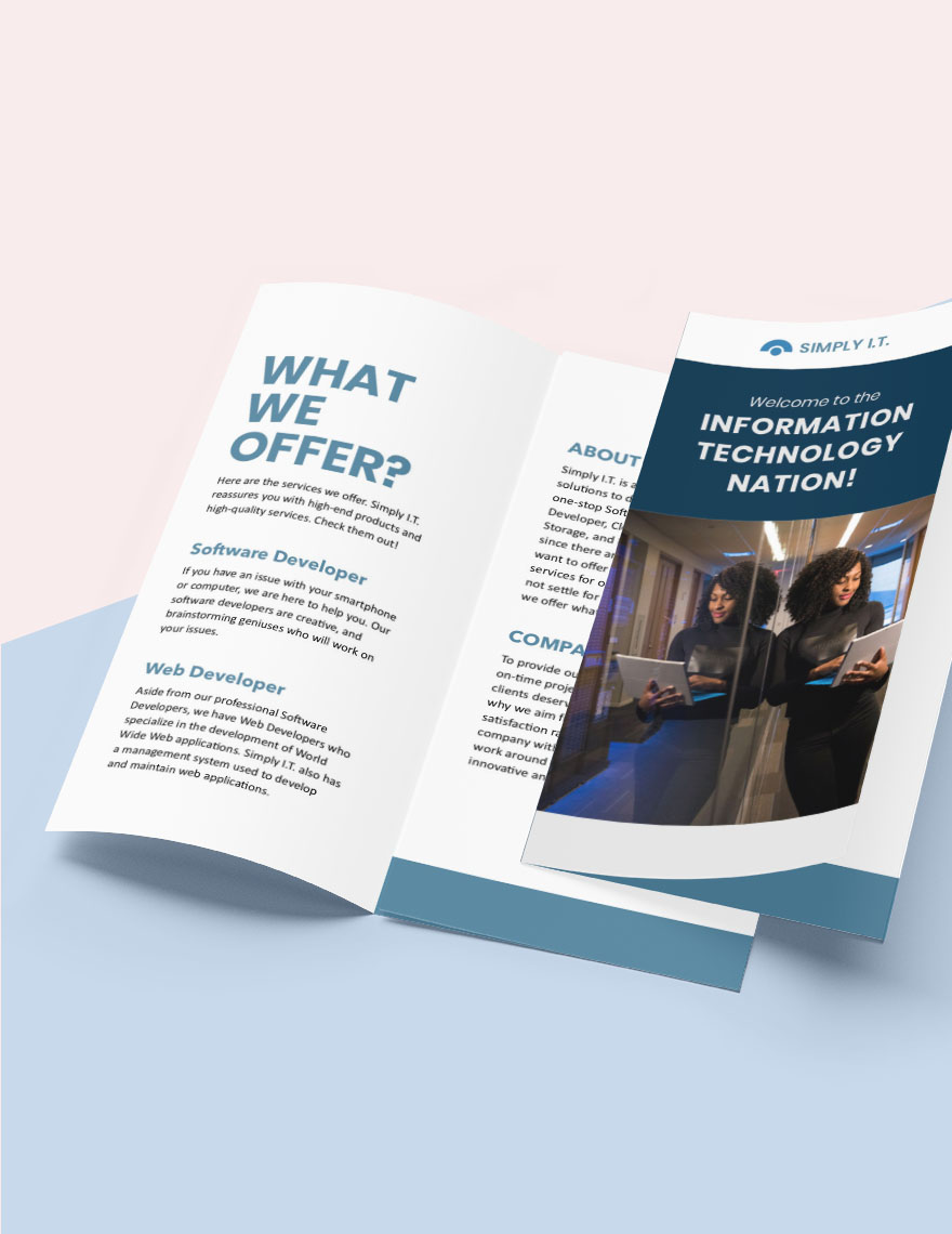 Trifold Software Company Brochure sample