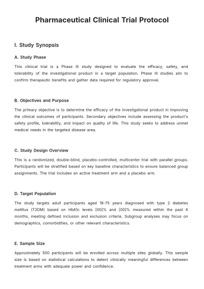 Free Pharmaceutical Clinical Trial Protocol Template to Edit Online