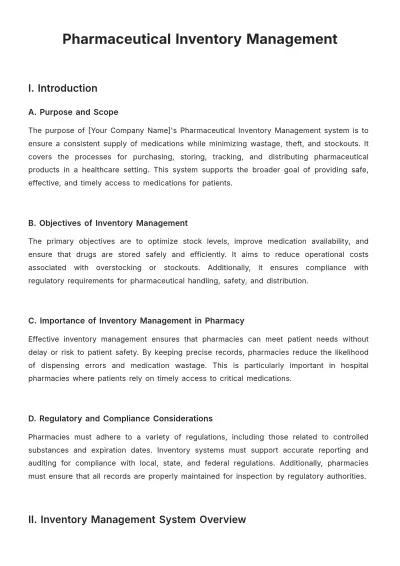 Free Pharmaceutical Inventory Management Template to Edit Online