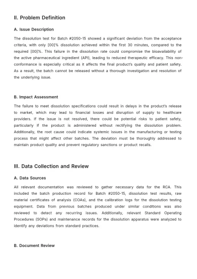 Free Pharmaceutical Root Cause Analysis Template to Edit Online