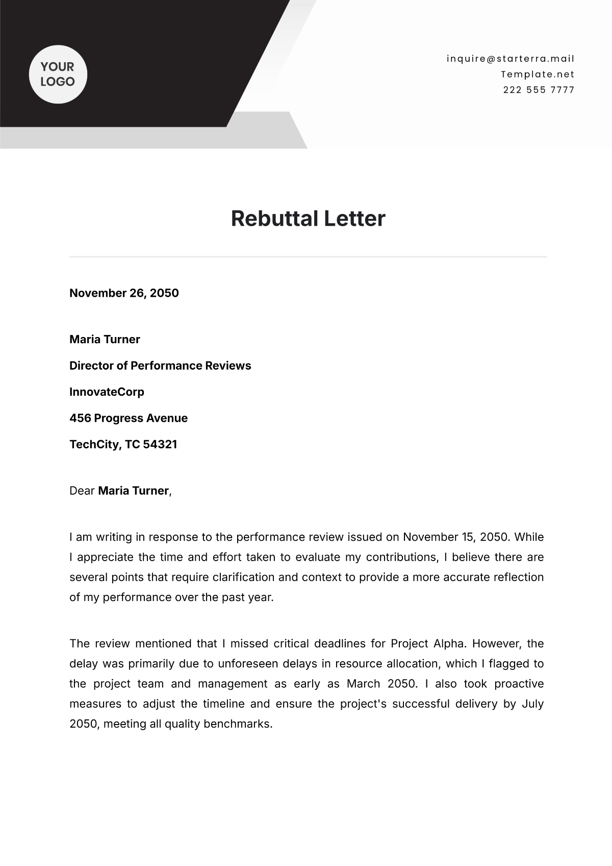 Rebuttal Letter Template - Edit Online & Download