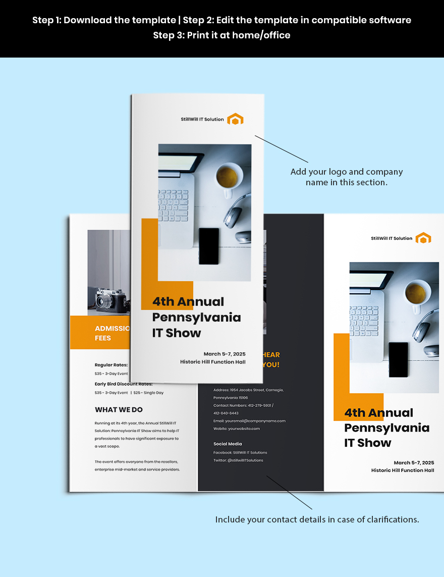Tri-Fold IT Show Brochure Template