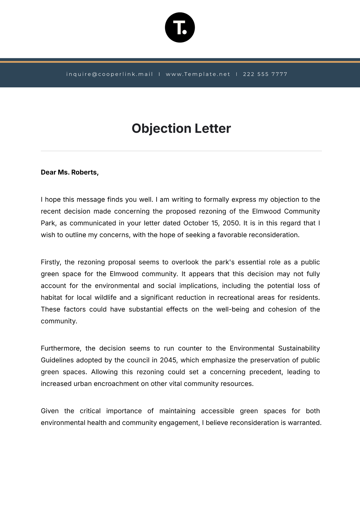 Objection Letter Template - Edit Online & Download