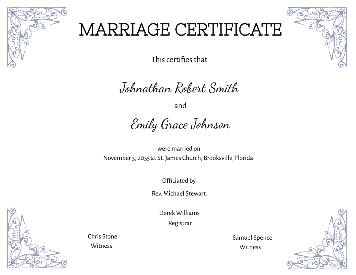 Free Blank Marriage Certificate Template - Edit Online & Download