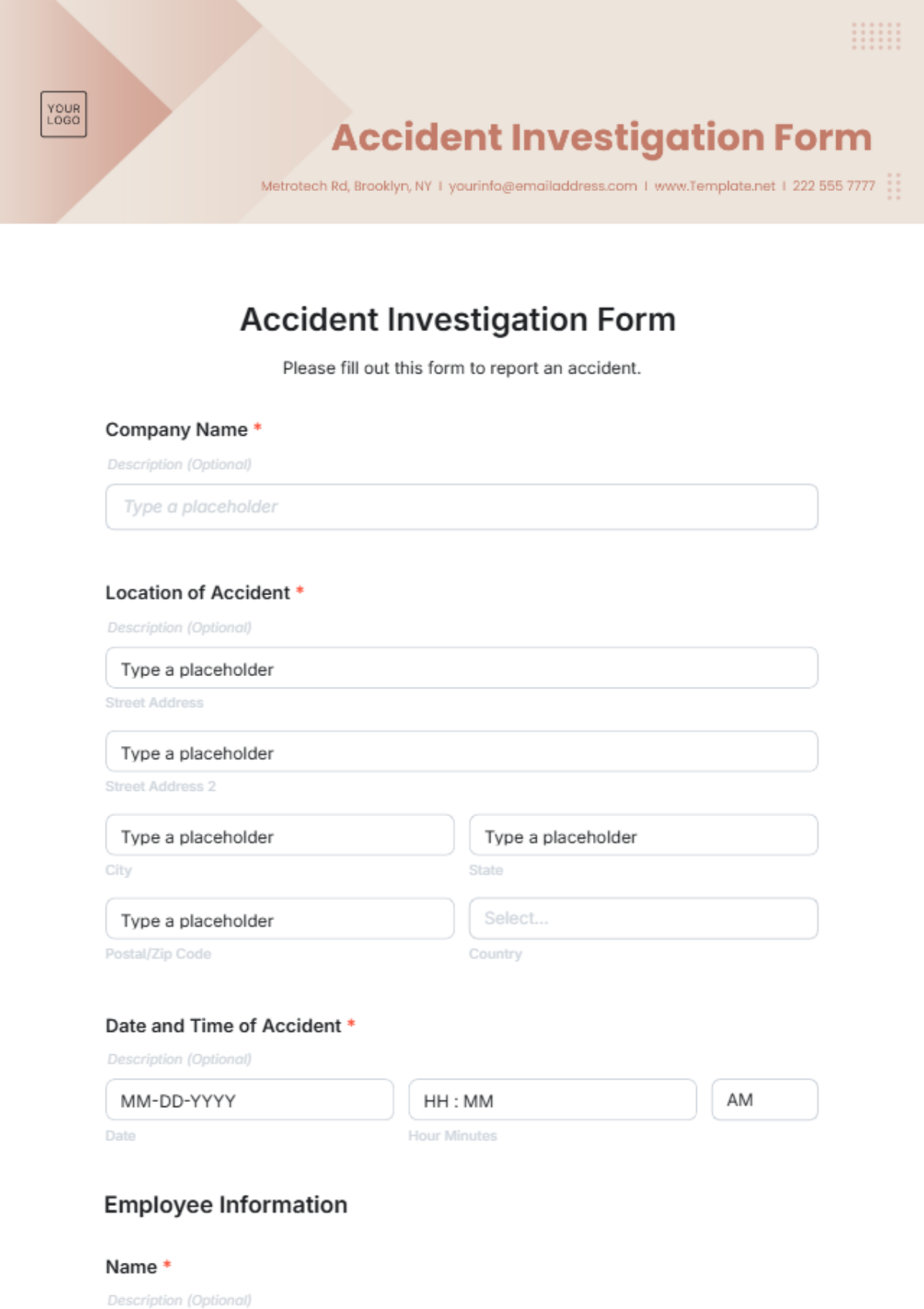 Accident Investigation Form Template - Edit Online & Download