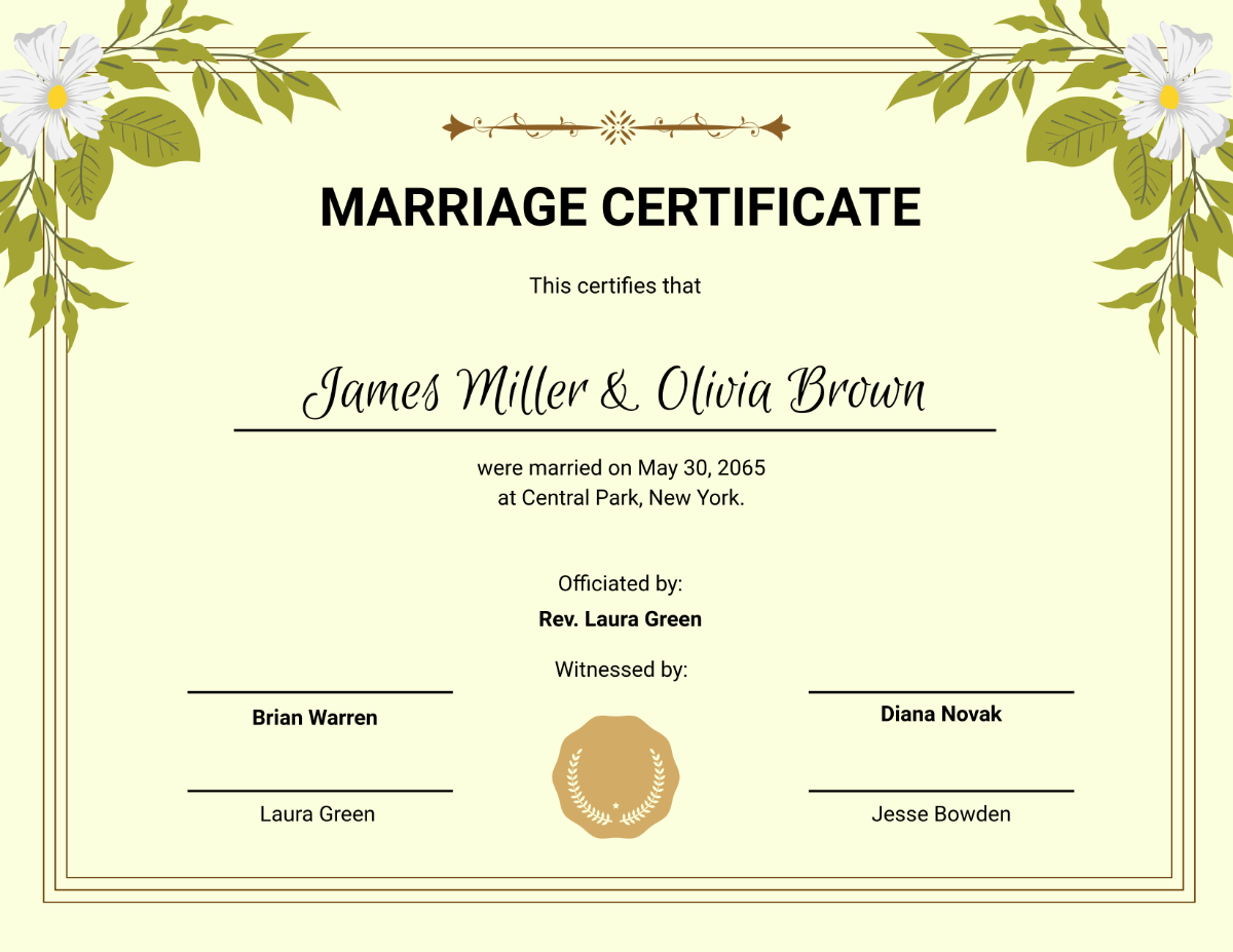 Free Marriage Certificate License Template - Edit Online & Download