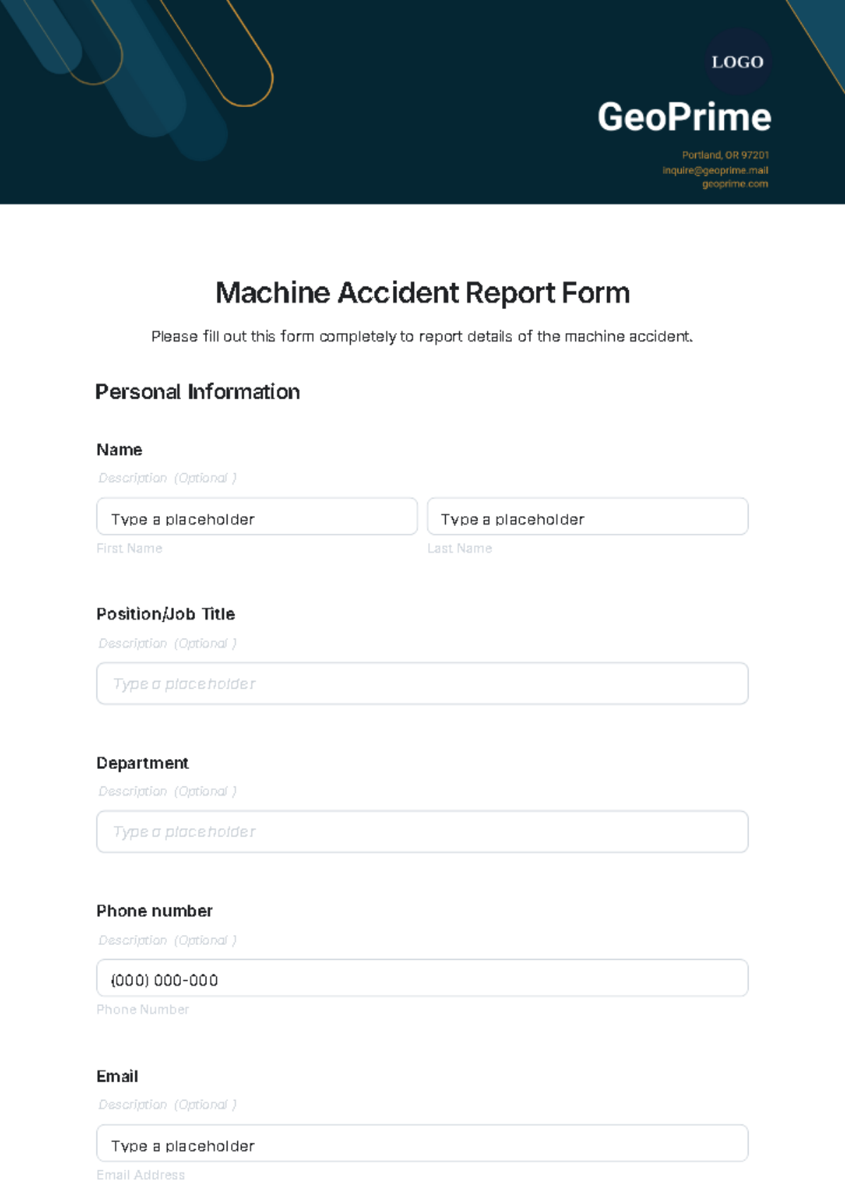 Machine Accident Report Form Template - Edit Online & Download