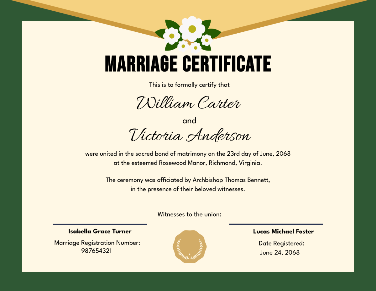 Free Editable Marriage Certificate Template - Edit Online & Download