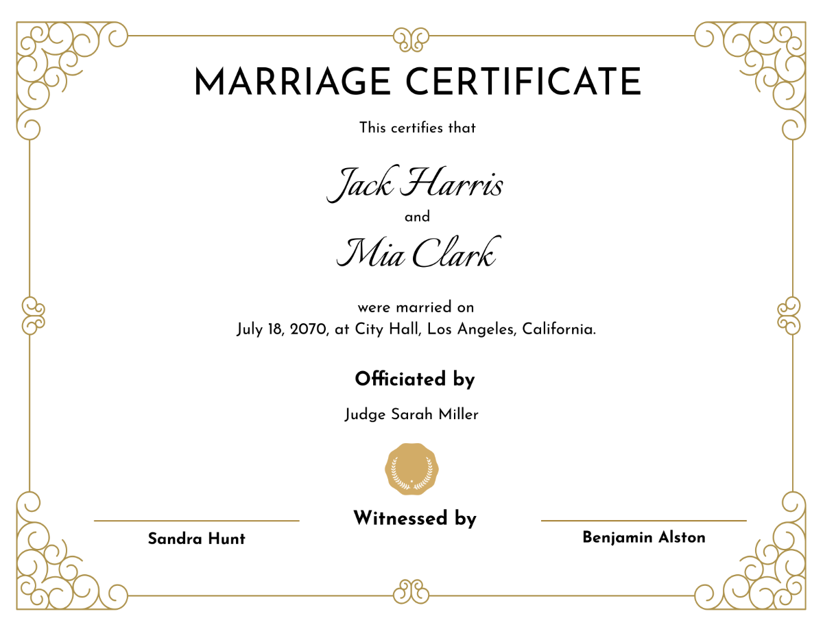 Free Fillable Marriage Certificate Template - Edit Online & Download