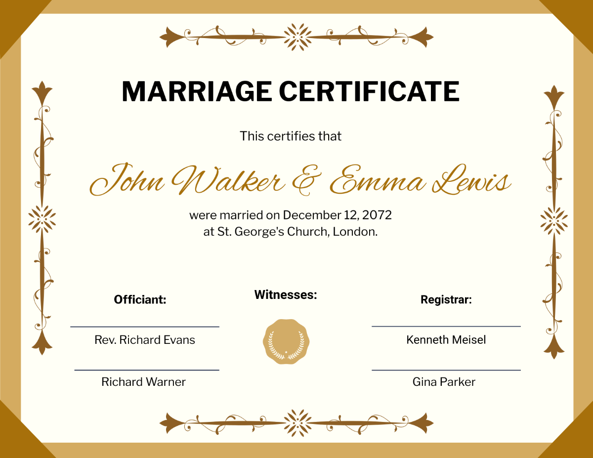 Free Simple Marriage Certificate Template - Edit Online & Download