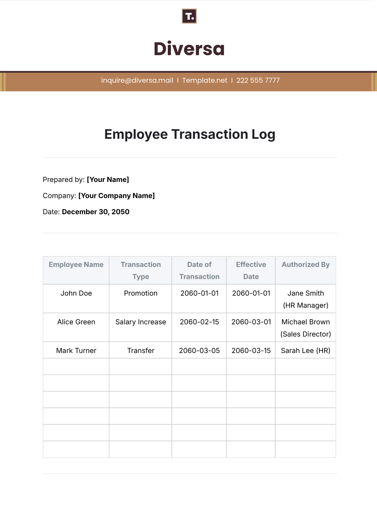 Employee Transaction Log Template - Edit Online & Download