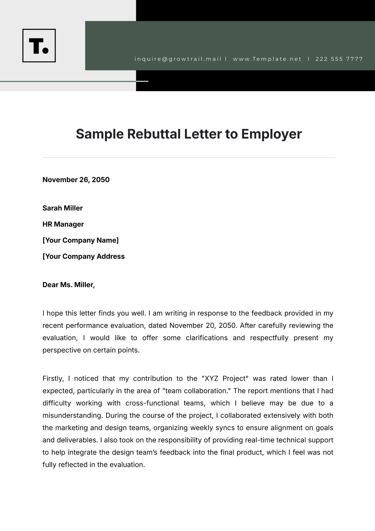 Sample Rebuttal Letter to Employer Template - Edit Online & Download