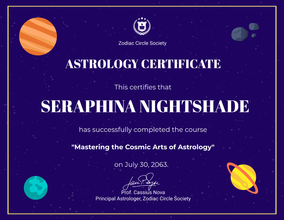 Astrology Certificate Format Template - Edit Online & Download