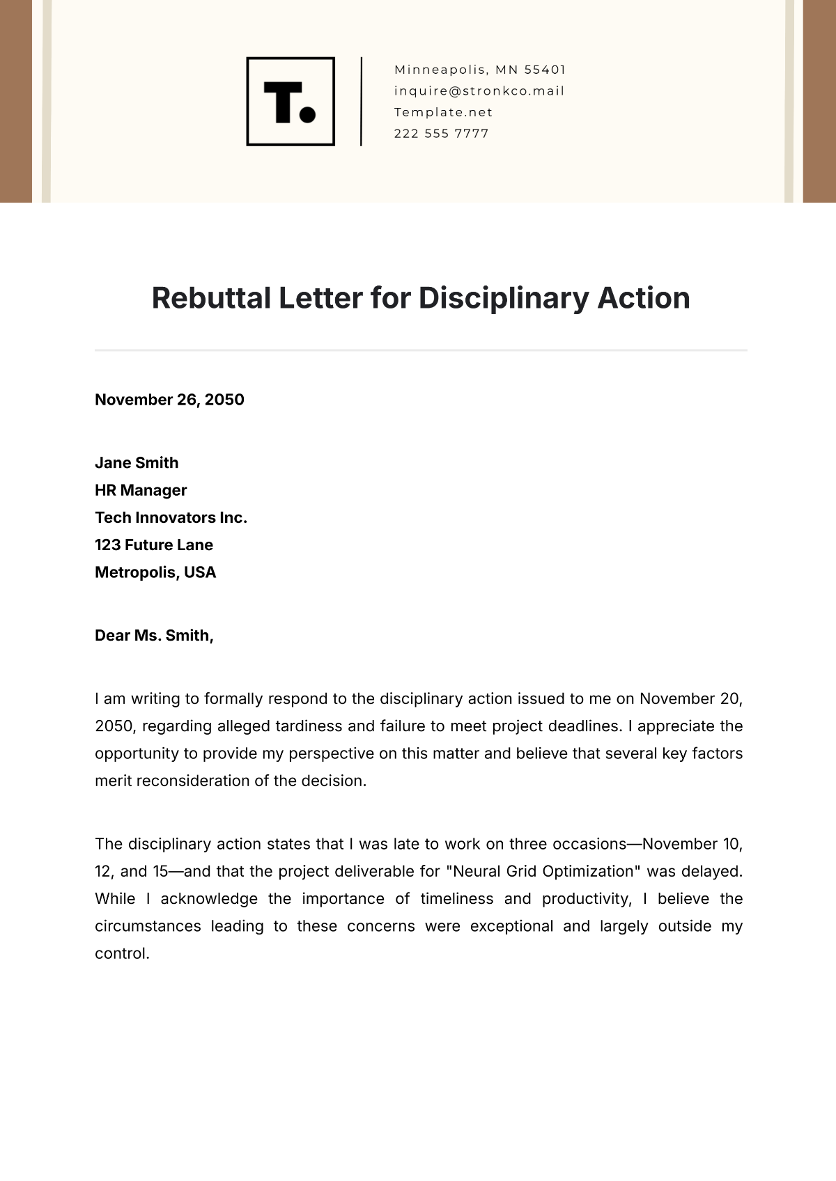 Rebuttal Letter for Disciplinary Action Template - Edit Online & Download