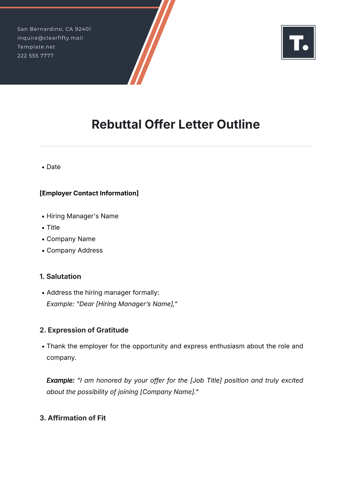 Rebuttal Offer Letter Outline Template - Edit Online & Download