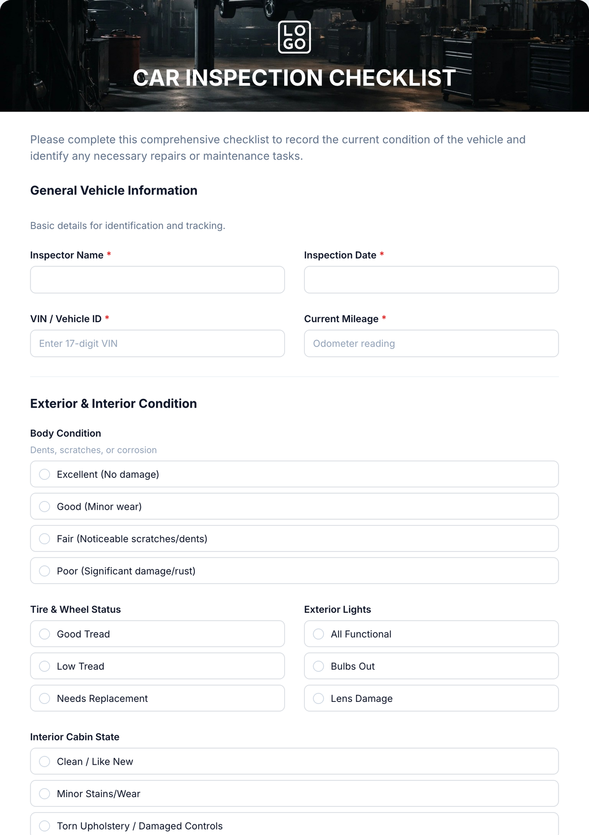 Free Printable Car Wash And Detailing Inspection Checklist Template To 
