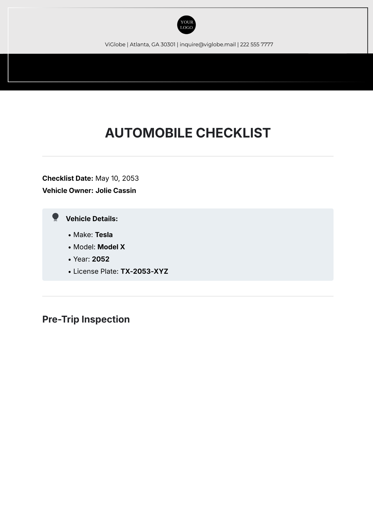 Automobile Checklist Template - Edit Online & Download