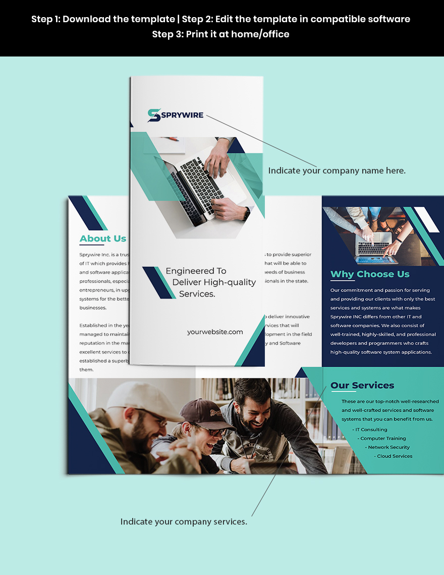 Tri-Fold IT Corporate Brochure Template