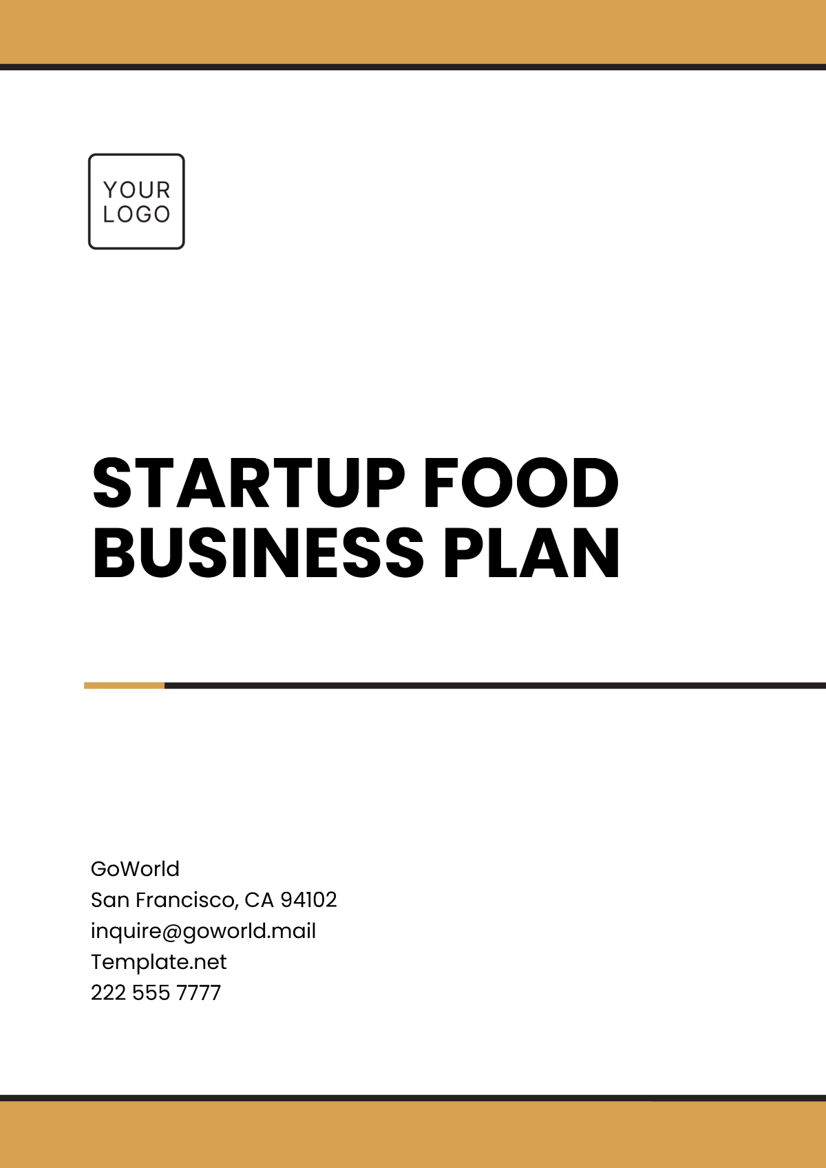 Free Startup Food Business Plan Template