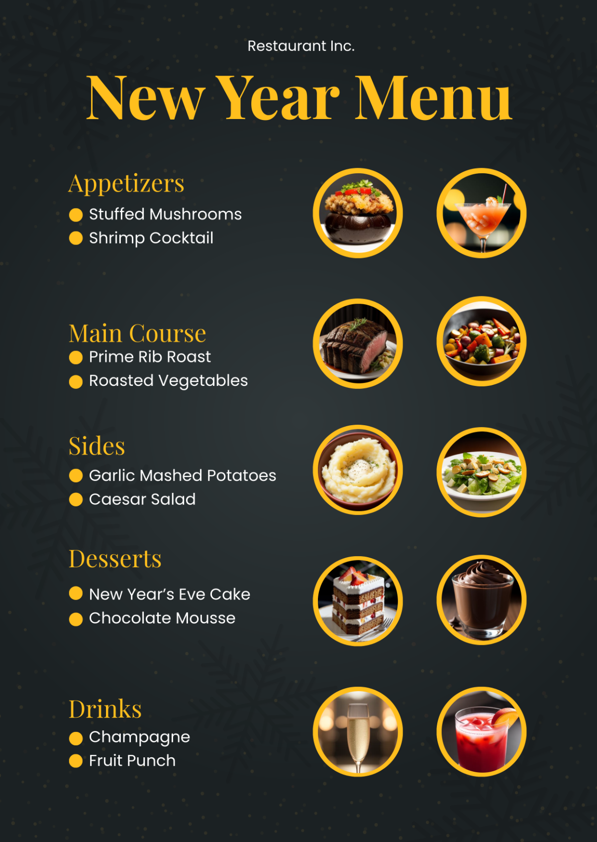 New Year Menu