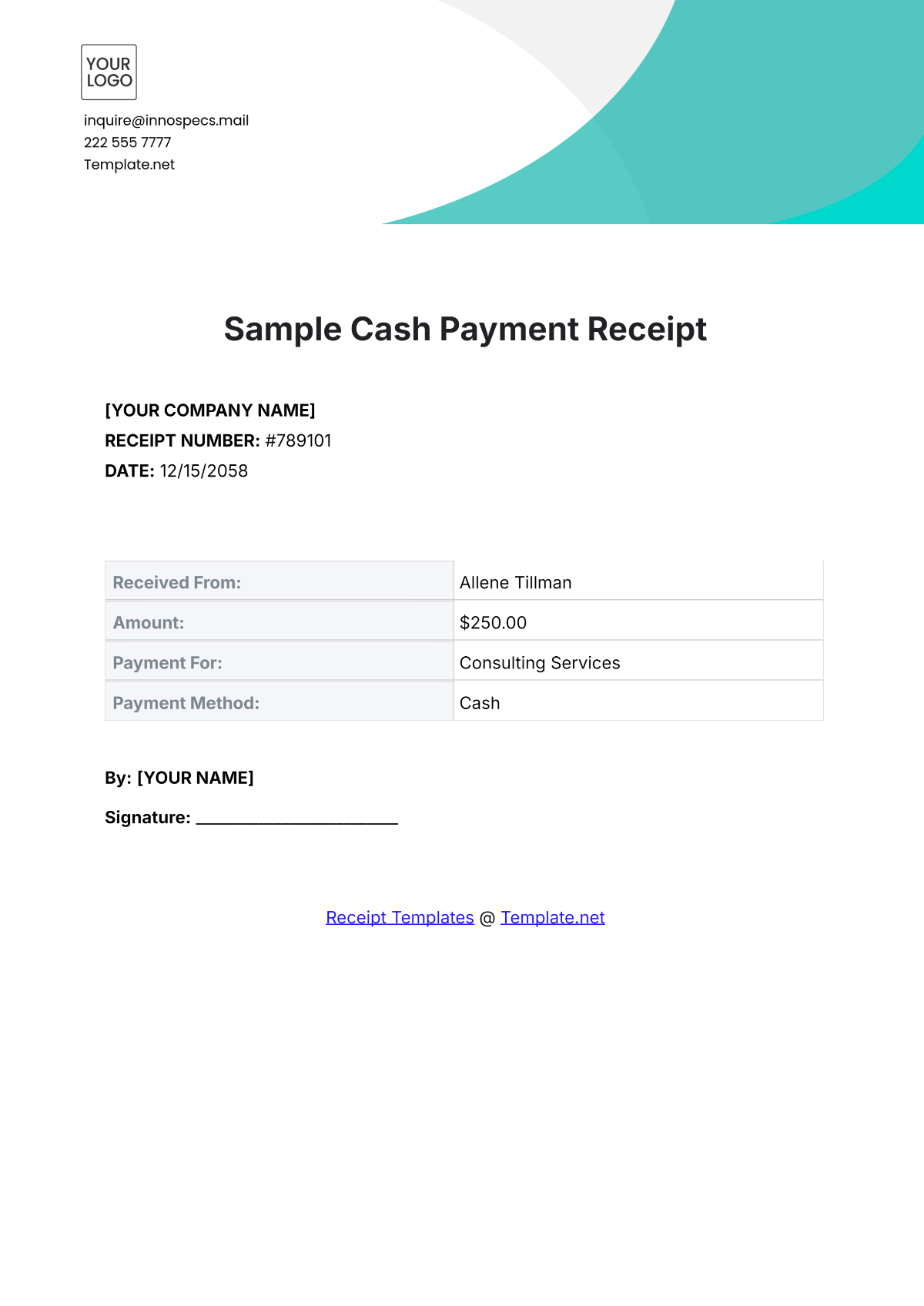 Sample Cash Payment Receipt Template - Edit Online & Download