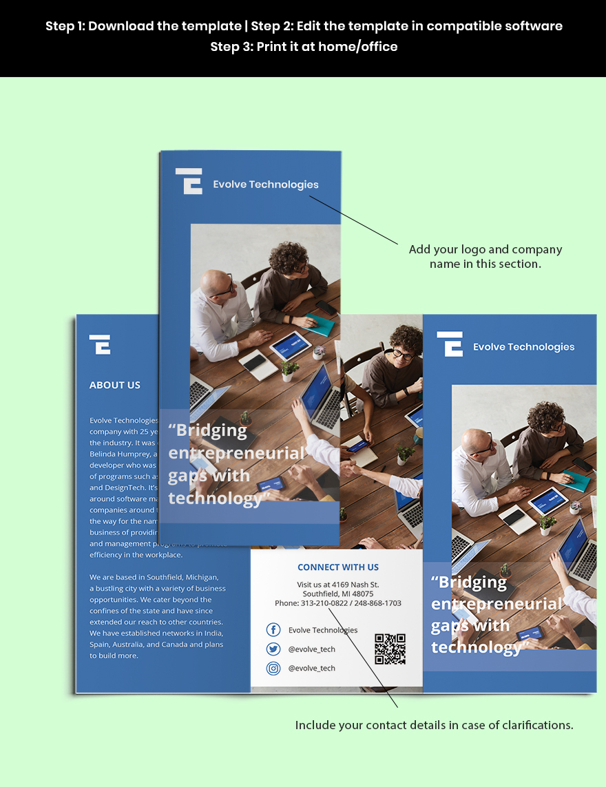 Tri-Fold IT Development Brochure Template