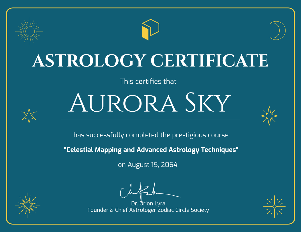 Astrology Certificate Sample Template - Edit Online & Download