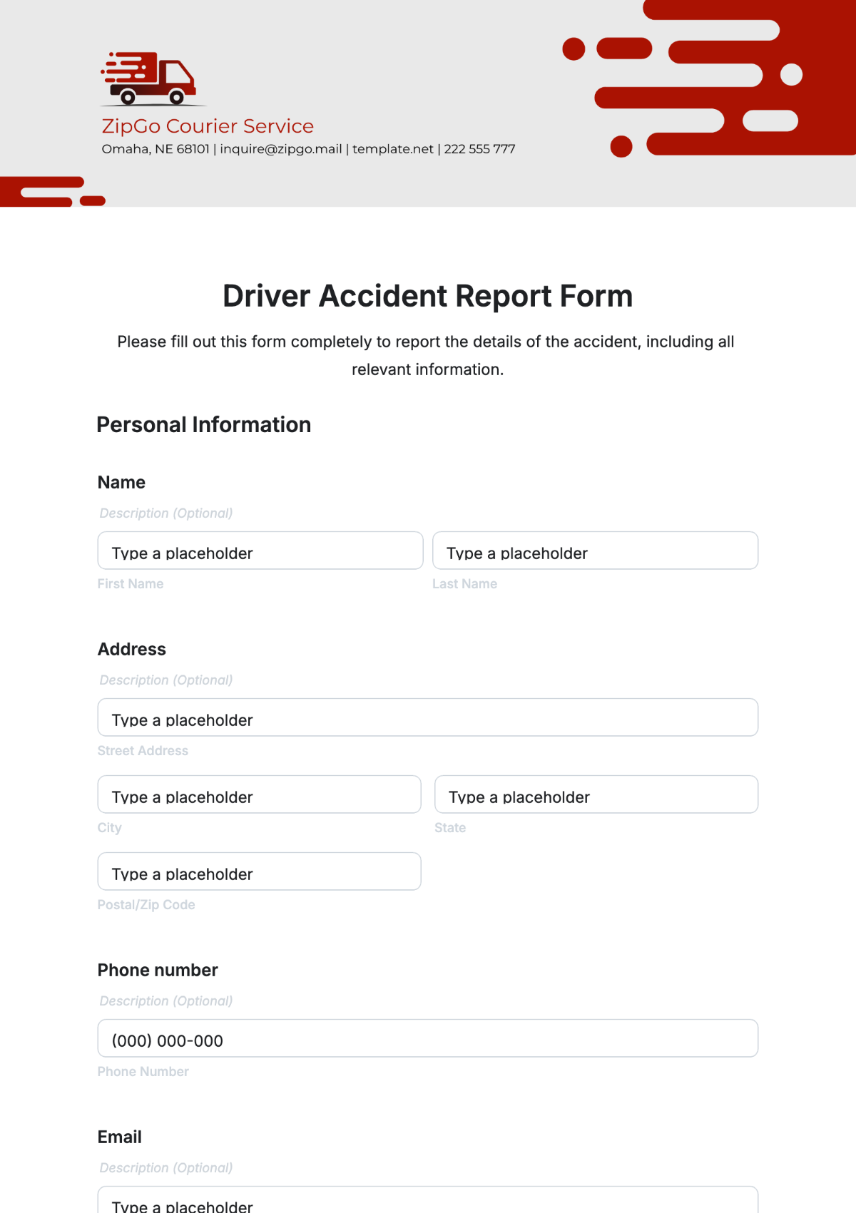 Driver Accident Report Form Template - Edit Online & Download