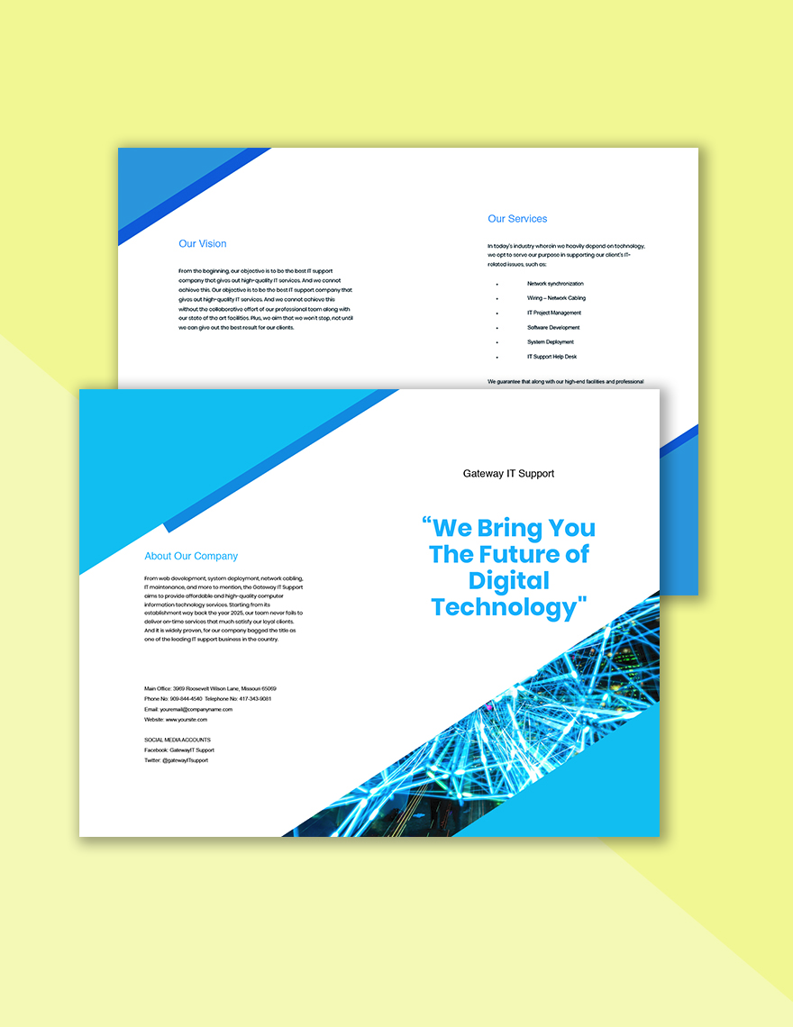 Bifold IT Support Brochure Template sample