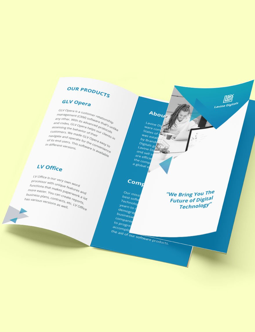 Trifold Software Product Brochure Template Format