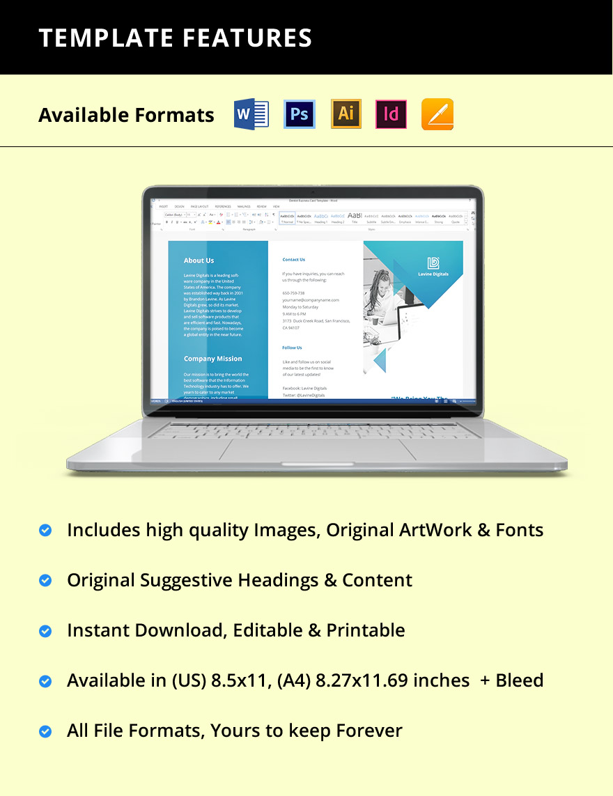Trifold Software Product Brochure Template Instruction