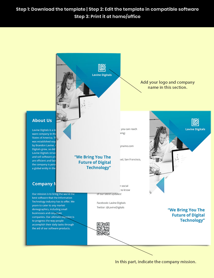 Trifold Software Product Brochure Template Sample