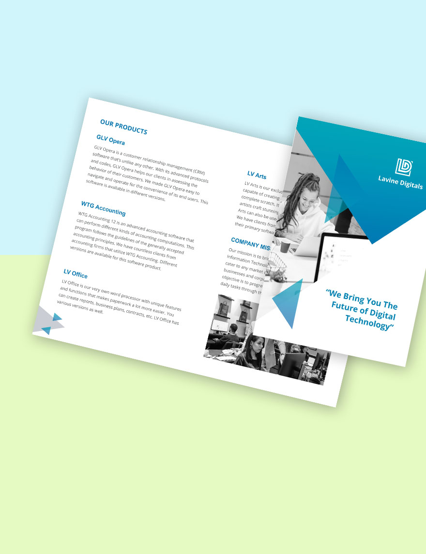 Bifold Software Product Brochure Template Format