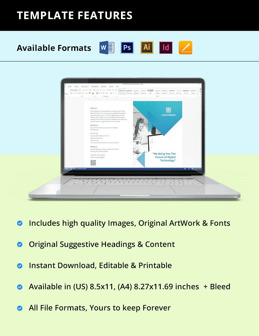 Bifold Software Product Brochure Template Instruction