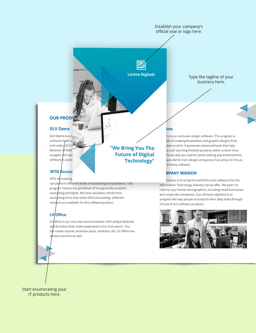 Bifold Software Product Brochure Template Sample
