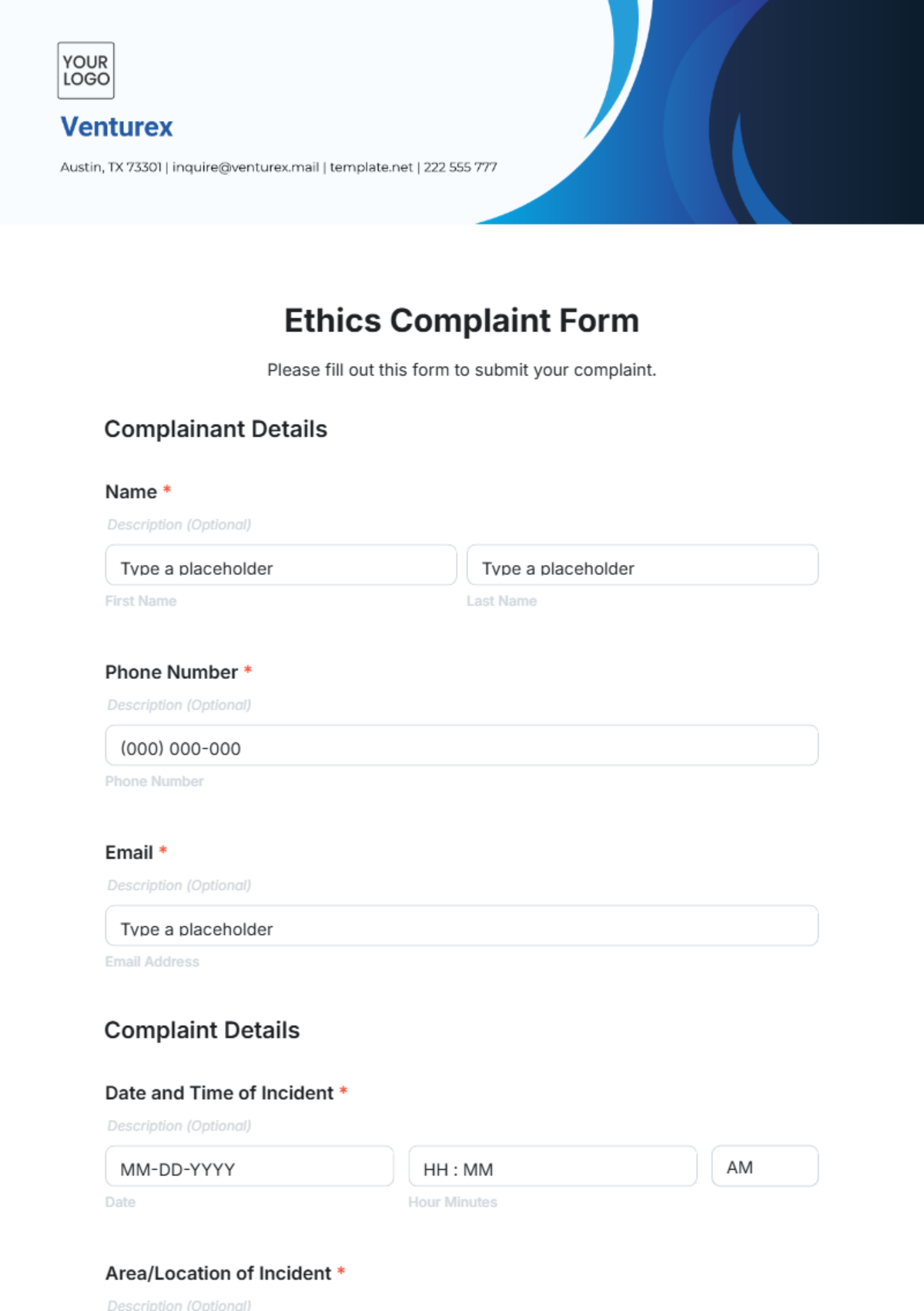 Ethics Complaint Form Template - Edit Online & Download