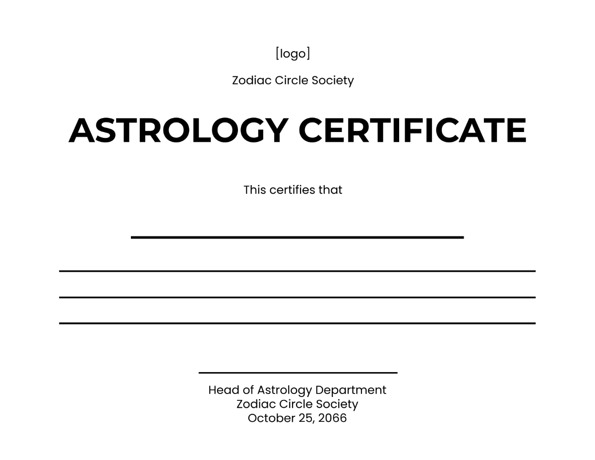 Astrology Certificate Blank