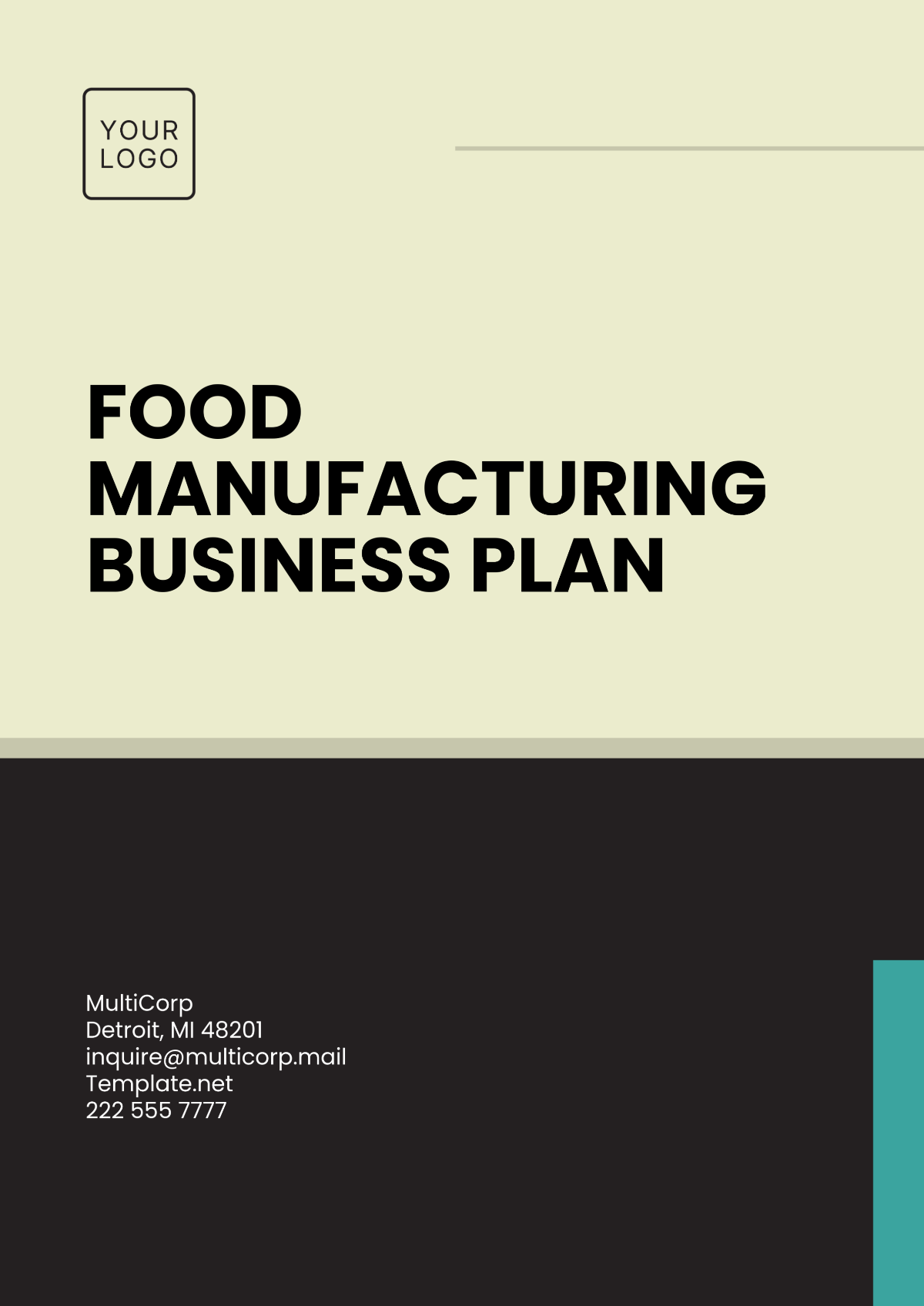 Free Food Manufacturing Business Plan Template